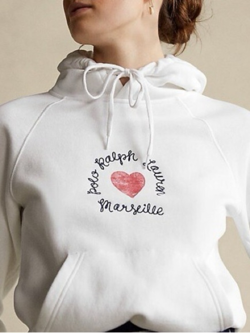 Polo Ralph Lauren Embroidered Marseille Hoodie with Red Heart.